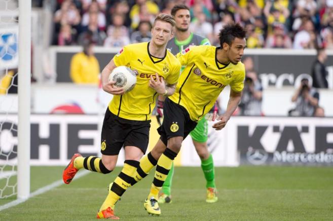 Marco Reus celebra un gol con el Dortmund en la Bundesliga.