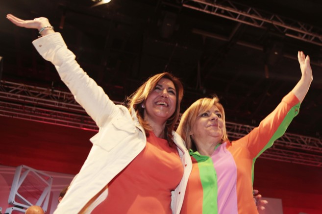Susana Daz y Elena Valenciano, en el mitin celebrado este sbado en...