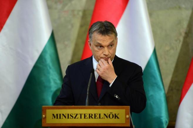 El primer ministro hngaro, Viktor Orban, en su primera comparecencia...