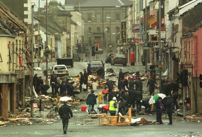 La zona comercial de la ciudad de Omagh tras el atentado del IRA...
