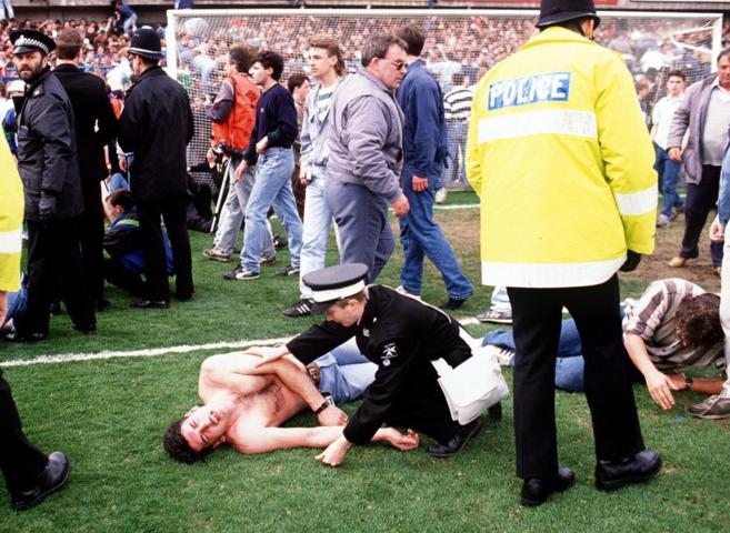 Imagen de la tragedia de Hillsborough en 1989.