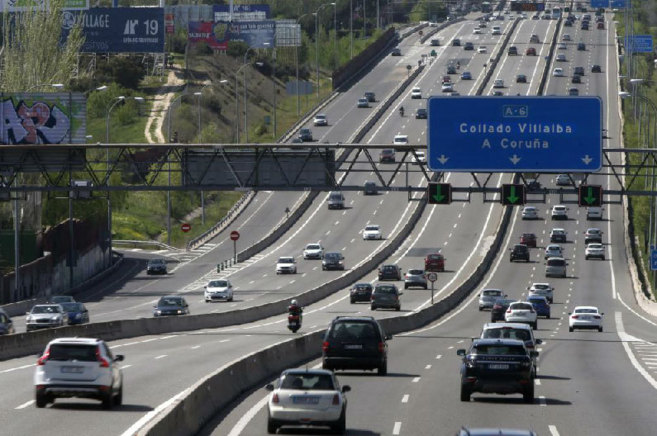 Estado de la circulacin de salida desde Madrid por la A6, direccin...