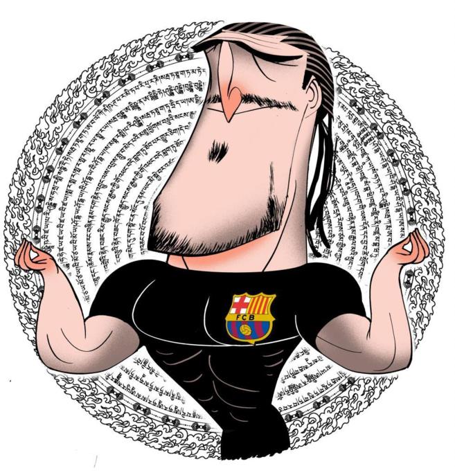 Caricatura de Jos M. Pinto, portero del Barcelona.