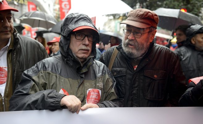 Toxo y Méndez, en una manifestación celebrada en Madrid el pasado...