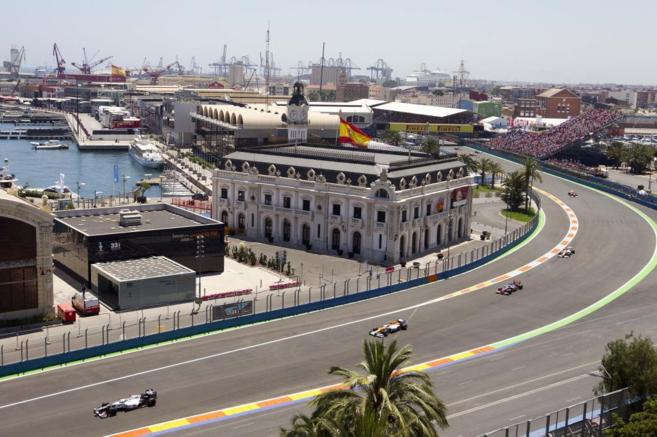 Vista general del circuito urbano de Valencia, durante una carrera del...