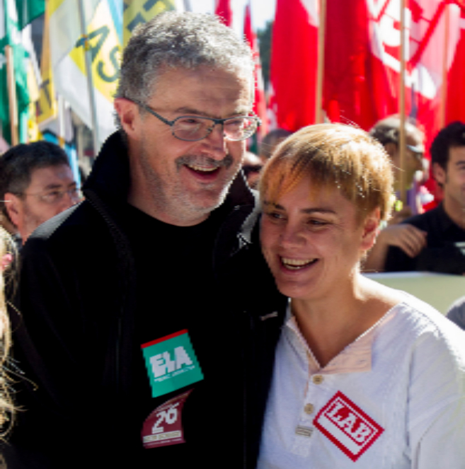 Adolfo Muoz y Ainhoa Etxaide, en una manifestacin conjunta.