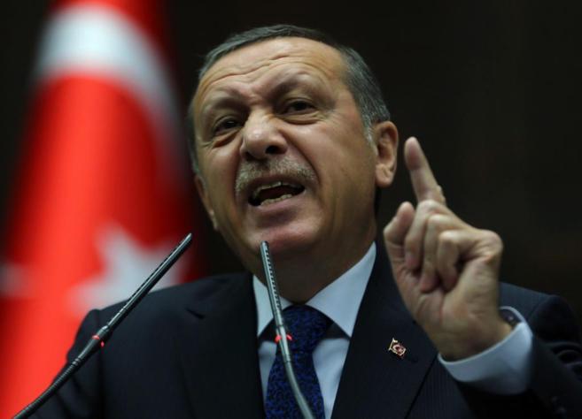 El primer ministro turco Recep Tayyip Erdogan, en una rueda de prensa...