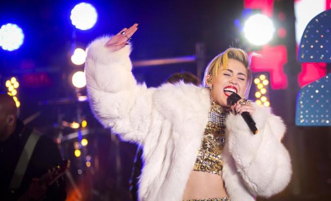 Miley Cyrus, durante una actuación en Times Square.