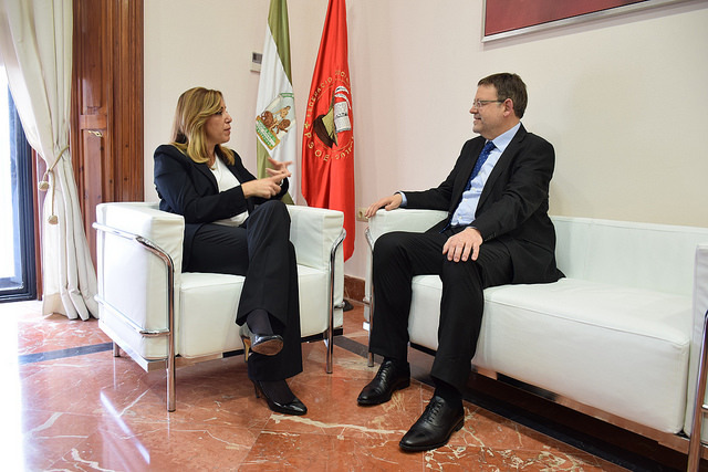 Ximo Puig, durante su reunin con la presidente de Andaluca, Susana...