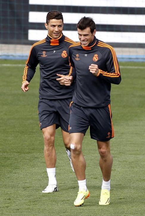 Cristiano y Bale, durante el entrenamiento del Real Madrid.