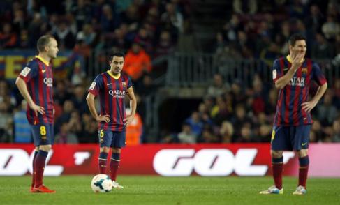 Iniesta, Xavi y Messi, durante el partido ante el Athletic.