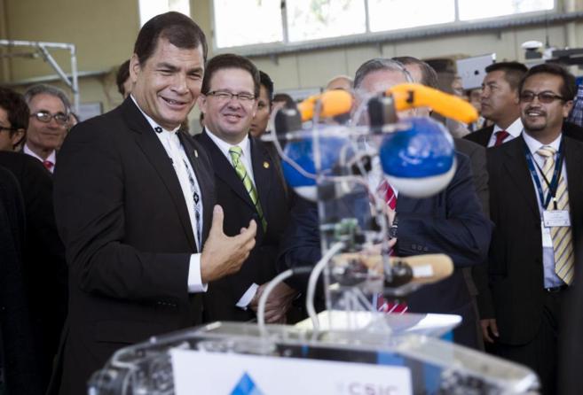 El presidente de Ecuador, Rafael Correa, durante su visita a Espaa.