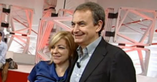 Zapatero y Valenciano, en el acto de hoy.