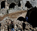 Ruinas de la fortaleza siria del siglo XII, El Crac des Chevaliers,...