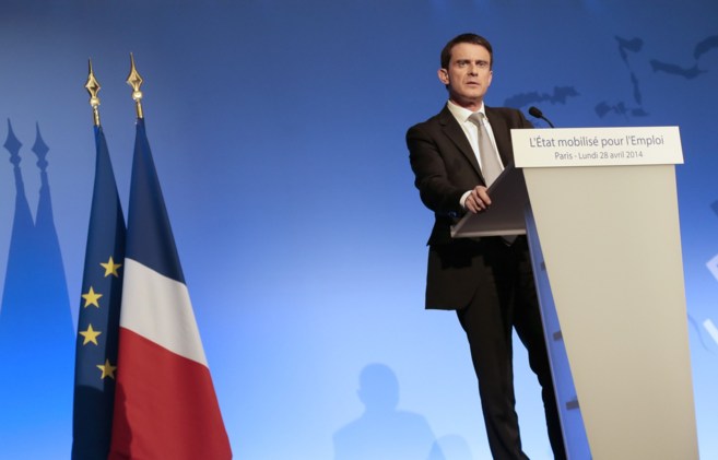 El primer ministro francés, Manuel Valls, durante un discurso sobre...