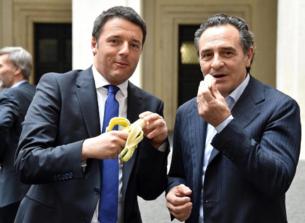 Matteo Renzi y el seleccionador Cesare Prandell.