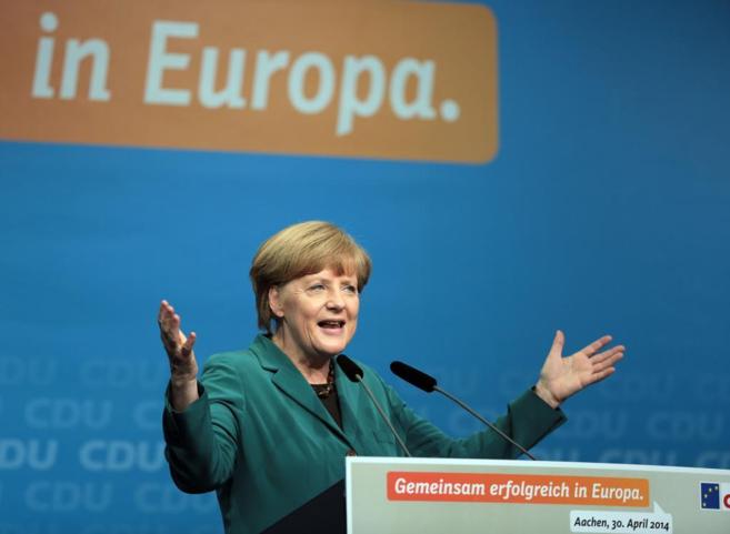 Angela Merkel, durante una intervencin el mircoles en Frankfurt.