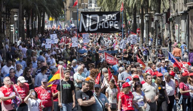 La manifestacin del 1 de mayo en las calles de Valencia.