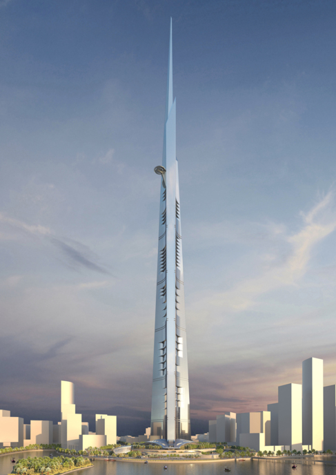 Imagen del rascacielos Kingdom Tower en la ciudad de Jeddah, Arabia...