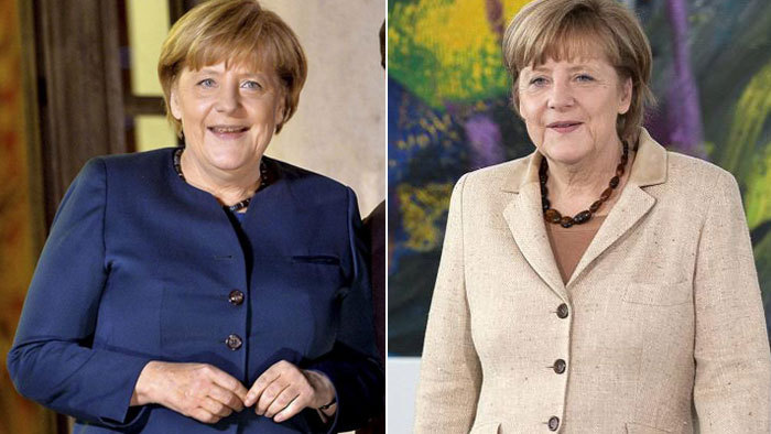 A izda., Merkel hace un ao y a la derecha, hace unos das. 10 kilos...