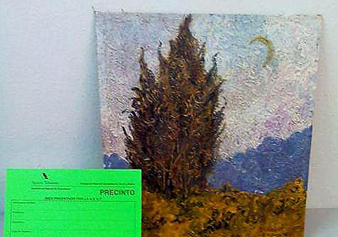 El lienzo de Van Gogh 'Ciprés, cielo y campo'.