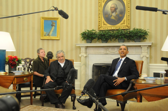 Mujica y Obama en la Casa Blanca durante el viaje del presidente...