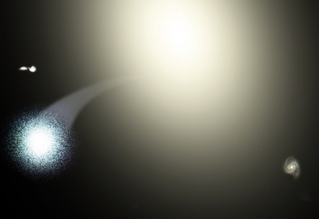 Recreacin del cmulo HVGC-1 eyectado desde la galaxia M87