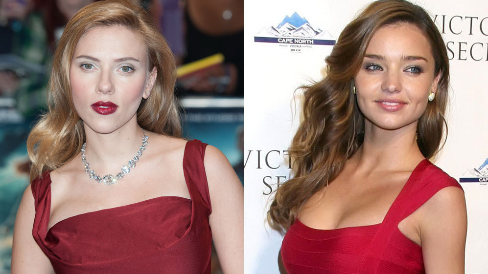 Scarlett Johansson y Miranda Kerr, cuadrado: Ancho y estricto, baja...