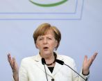 La canciller alemana, Angela Merkel, durante un acto de campaa de la...