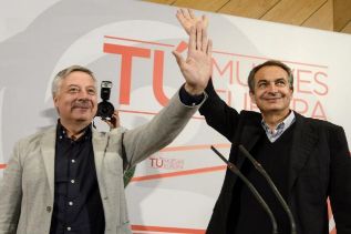 Jos Luis Rodrguez Zapatero, con Jos Blanco, en Ourense.