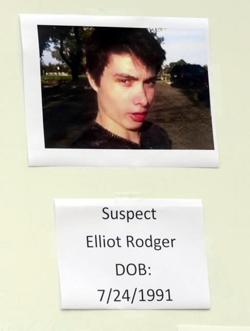 Tablón de la comisaría con la imagen de Elliot Rodger.