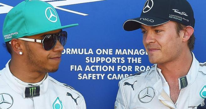 Hamilton y Rosberg, tras la sesin de clasificacin en Montecarlo.