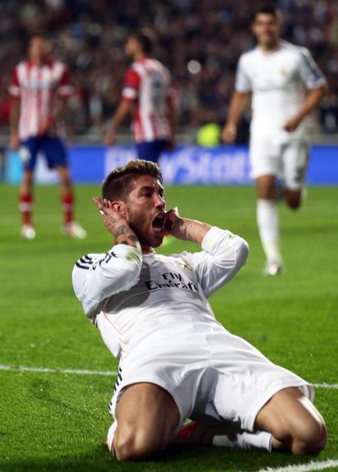 Ramos, tras marcar el tanto del empate en Lisboa.