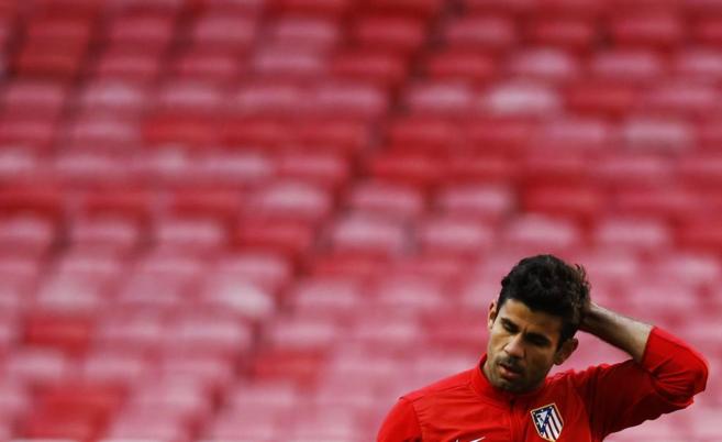 Diego Costa, durante un entrenamiento con el Atltico de Madrid.