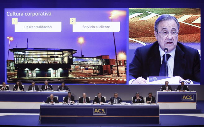Florentino Pérez, presidente de ACS, en la junta de accionistas.