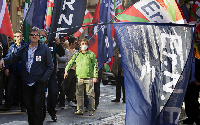 Manifestacin de sindicatos de la Ertzaintza contra los recortes del...