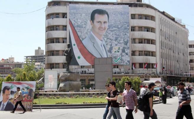 El centro de Damasco, con carteles electorales de Bashar Asad