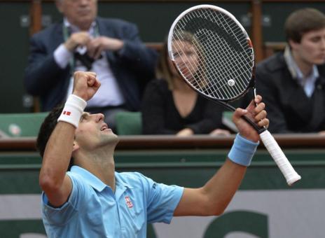 Novak Djokovic celebra su triunfo ante Tsonga.