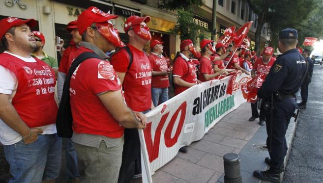 Trabajadores de Coca-Cola en una manifestacin producida este ao