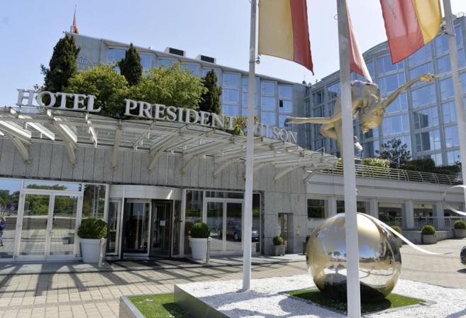 Vista del hotel de Ginebra donde mediadores de EEUU e Irán dialogan...