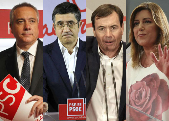 Pere Navarro, Patxi Lpez, Toms Gmez y Susana Daz, en actos del...