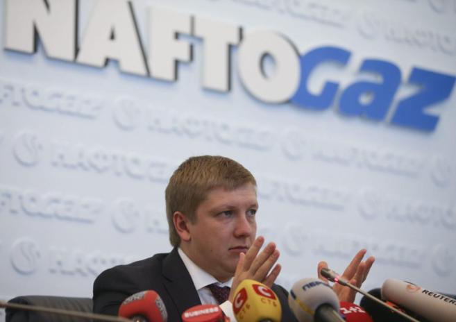 El primer ejecutivo de Naftogaz, Andriy Kobolev, ofrece una rueda de...
