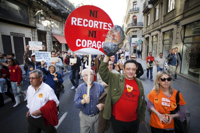 Manifestacin en contra del copago impuesto por la Generalitat a los...