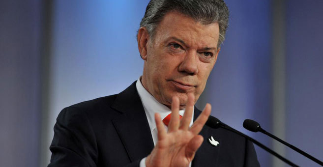 Juan Manuel Santos en la rueda de prensa de este lunes