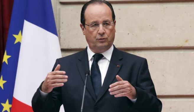 El presidente francs, Franois Hollande, durante un discurso en el...