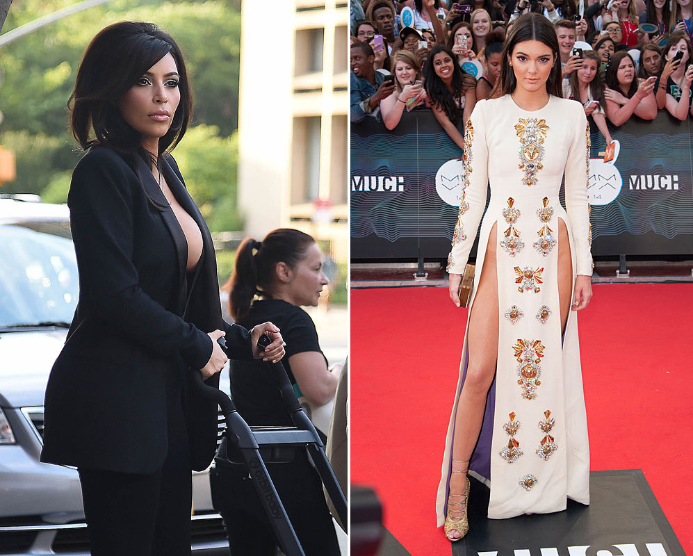 Kim Kardashian, este lunes con escotazo, y su hermana Kendall Jenner,...