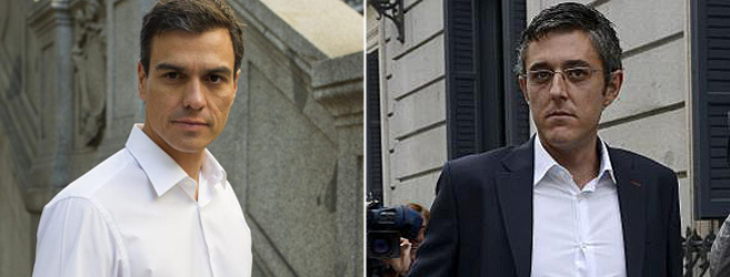 Los dos aspirantes a liderar el PSOE, Pedro Snchez (izda.) y Eduardo...