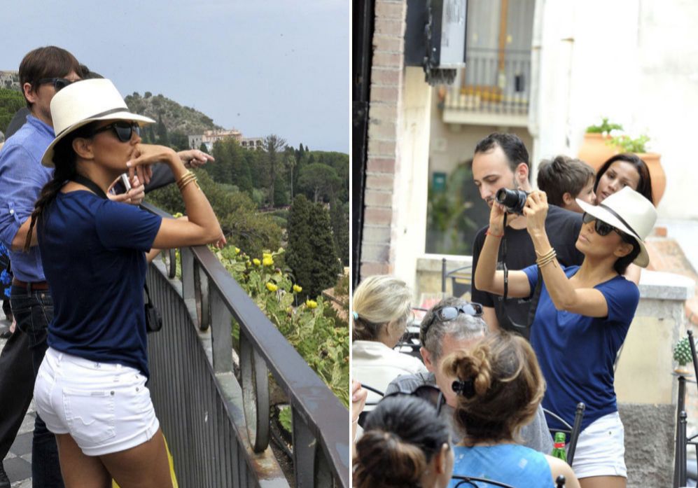 La actriz Eva Longoria, una turista en Taormina. La actriz ha dado un...