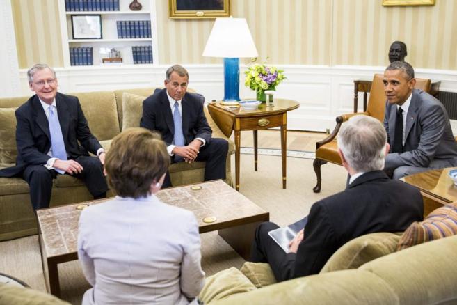 El presidente Obama reunido con los principales lderes republicanos...