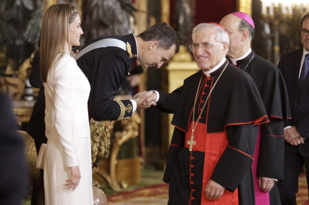 El cardenal Rouco Varela, durante la recepcin